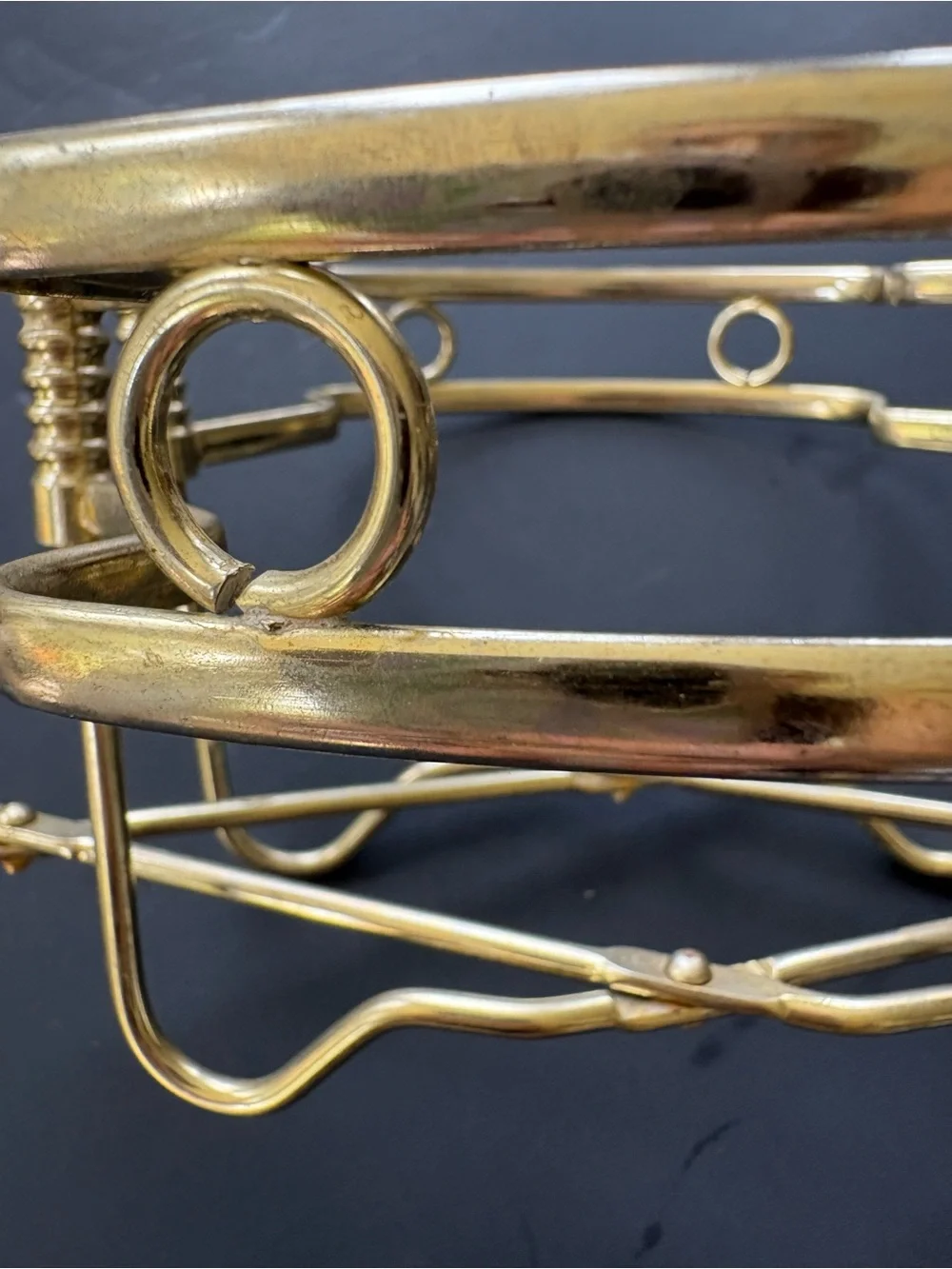 Vintage Expandable Brass Casserole Cradle Carrier- Mid Century Kitchenware